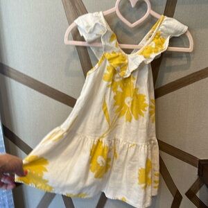 ZARA 🌻 Toddler Girl White/Yellow Floral Linen Blend Summer Dress | 2-3 Years